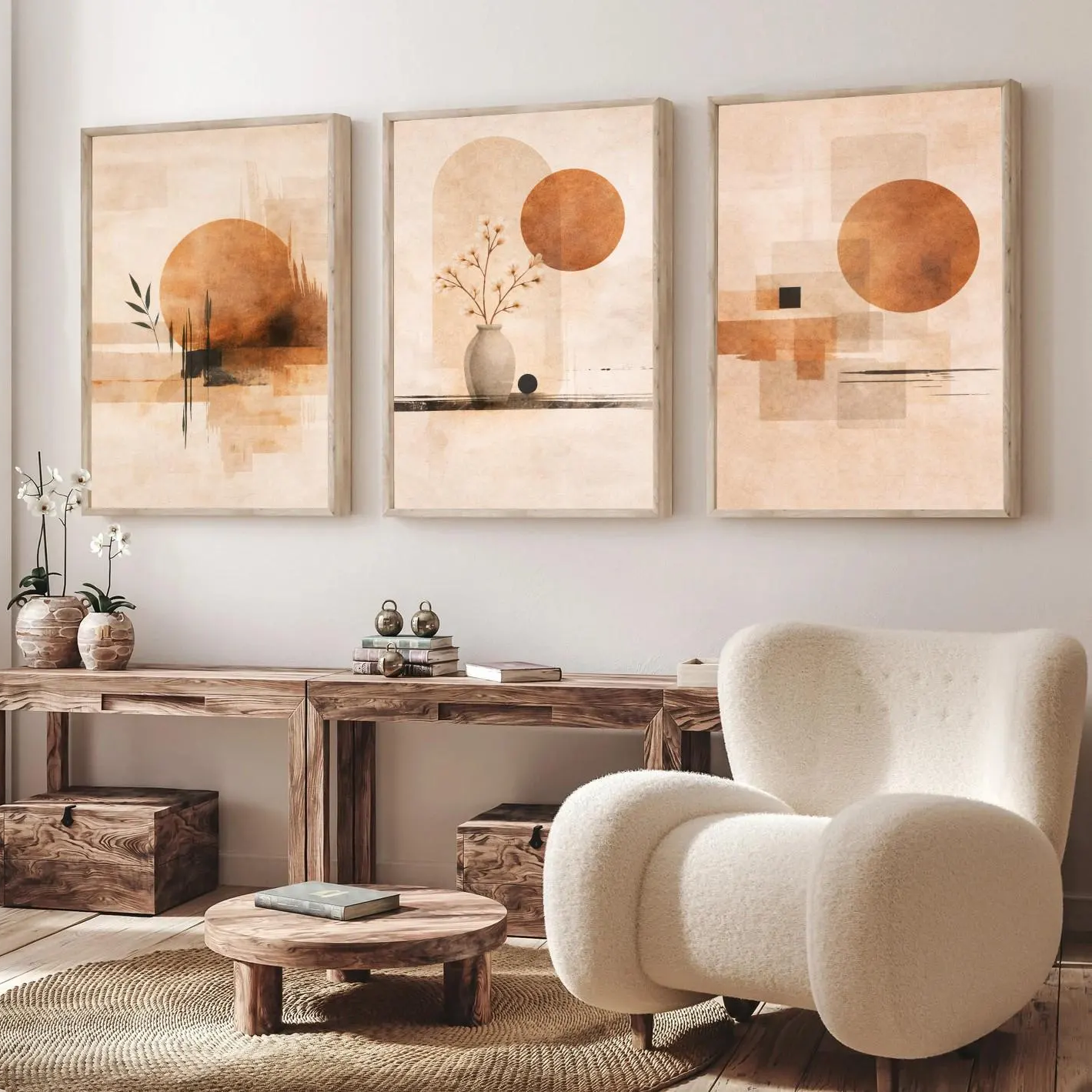 3PCS  Neutral Abstract Sun Pos - Japanese Minimalist Lifestyle avis et prix