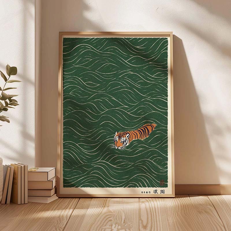Japanese Tiger Swimming Poster - Japanese Minimalist Lifestyle avis et prix